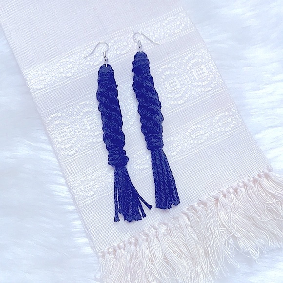 🆓w/$👋🏻Made Macrame 4ply Round Landyard Earrings - Picture 4 of 16